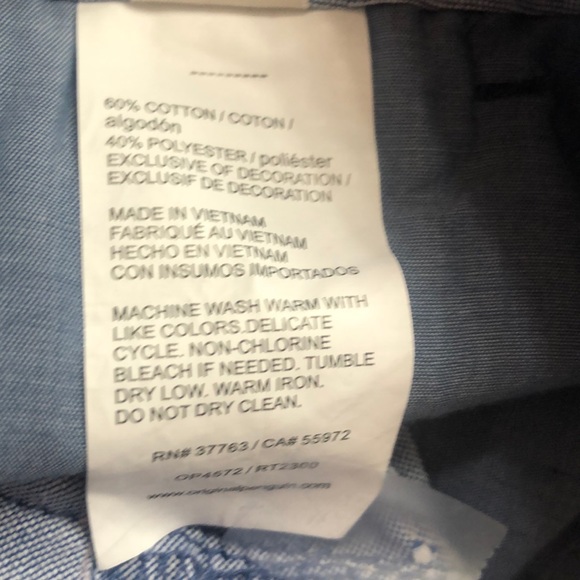 Penguin chambray woven patterned flat front shorts - Picture 6 of 6